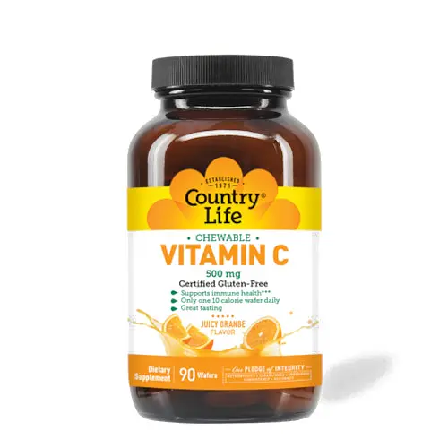Вітаміни та мінерали Country Life Vitamin C 500 mg, 90 жувальних таблеток - Апельсин