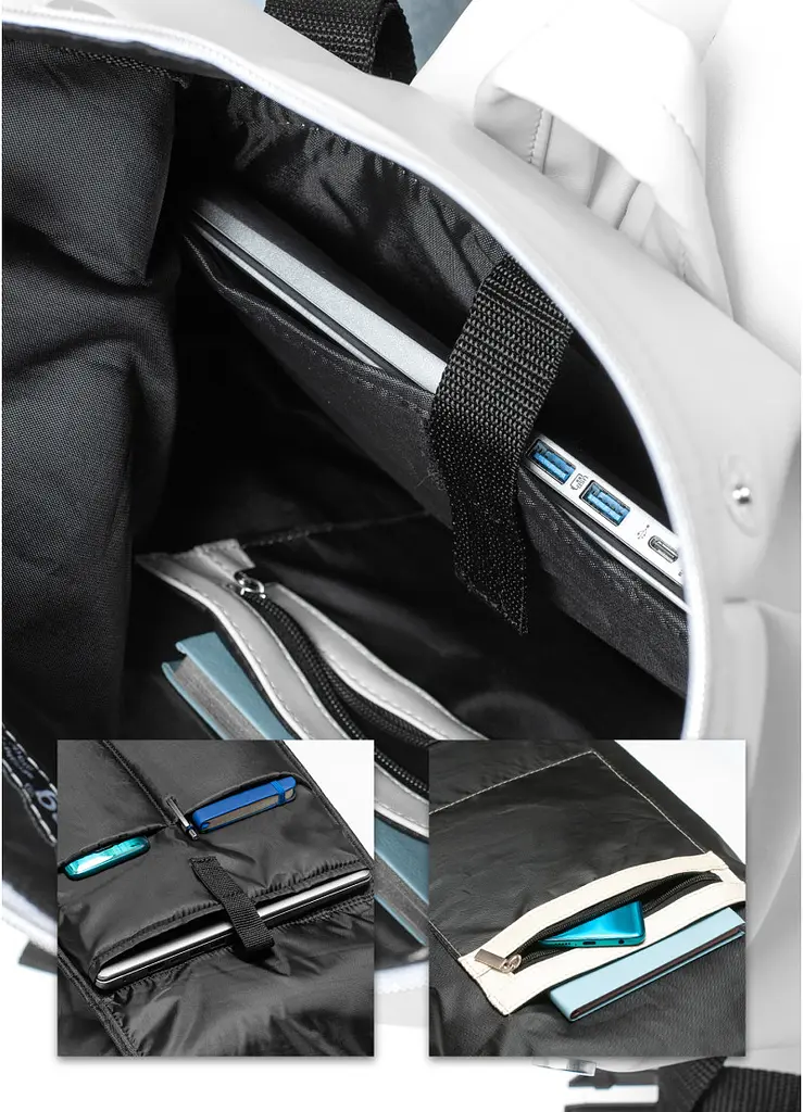 Рюкзак ролл Sambag унисекс RollTop LTT белый 41 x 30 x 16 см (24238008) - фото 8