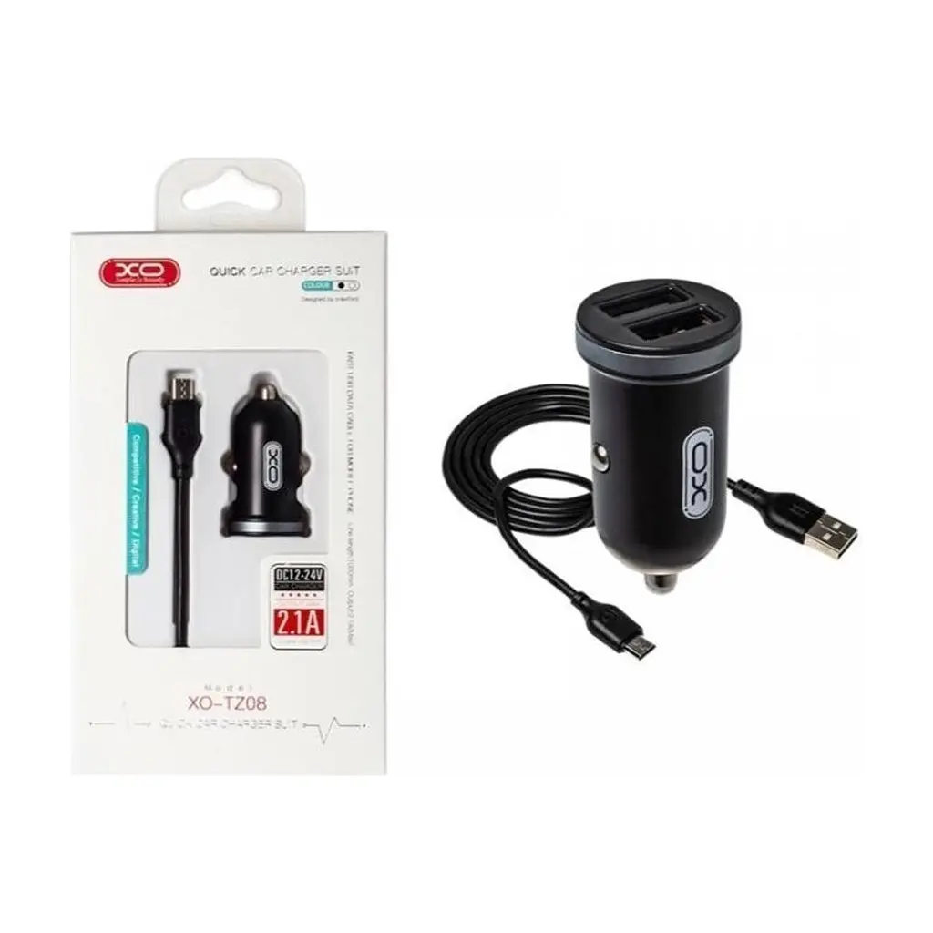 Зарядний пристрій XO 2xUSB 2.1A + cable USB to Micro 5P black (TZ08-M-BK) - фото 4