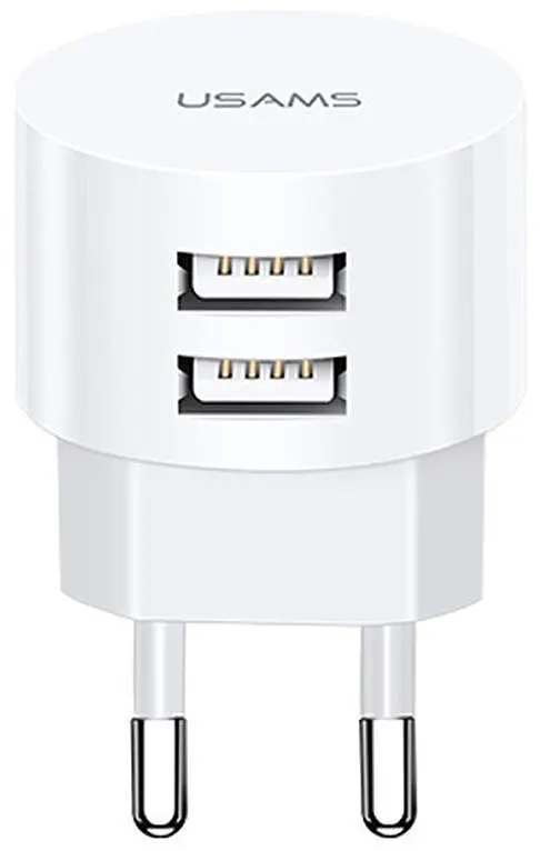 Зарядный набор Usams T20 2 выхода угловых USB (блок адаптер + кабель) белый - фото 4