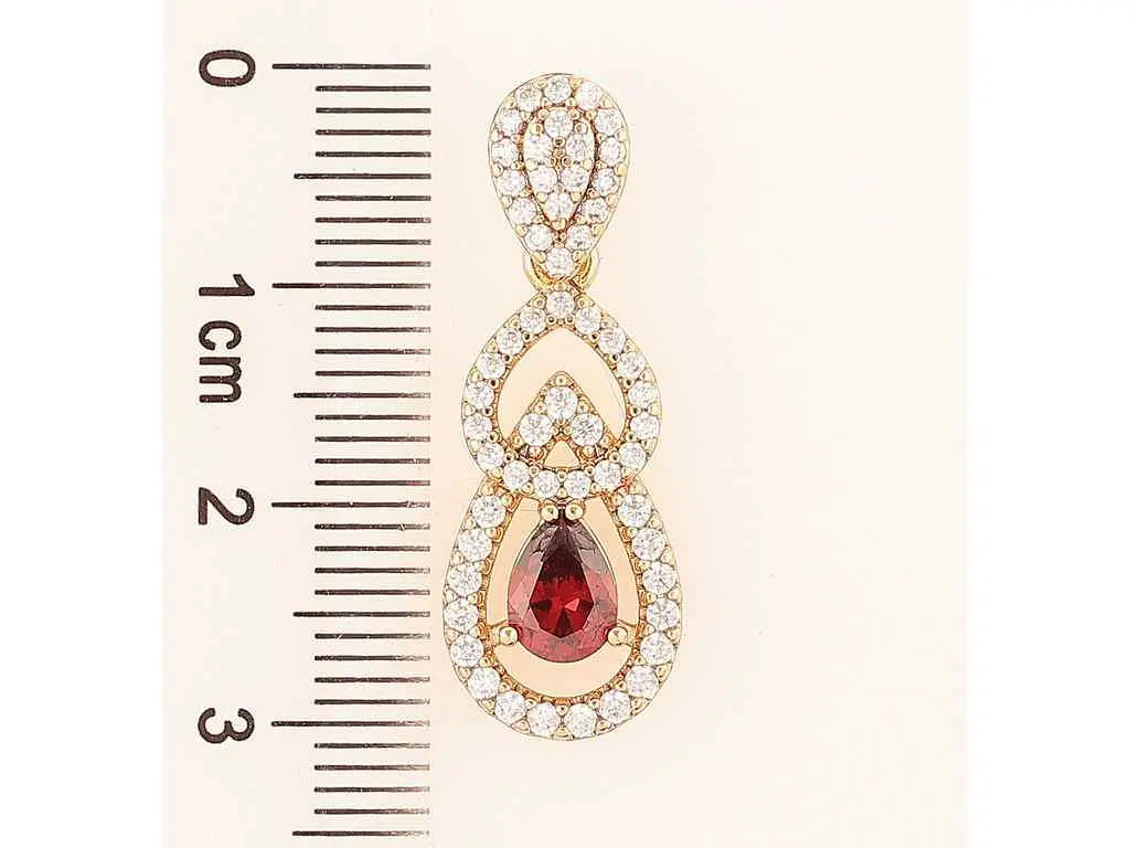 Кулон XUPING Позолота 18K «Витончена підвіска з цирконієм і червоним фіанітом» для ланцюжка до 4мм (262282) - фото 2