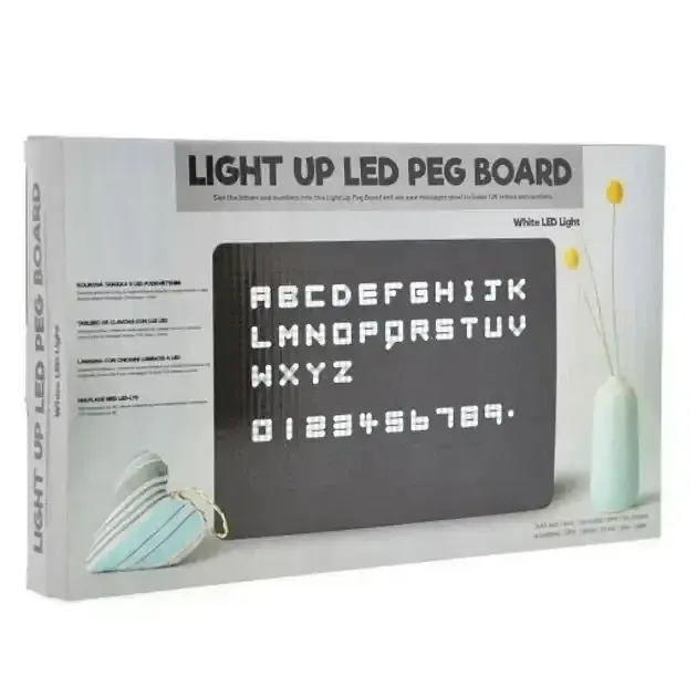 Світлодіодна LED дошка нічник з літерами та цифрами 29.5×21 см біле світіння чорна основа (SKU-100) - фото 4