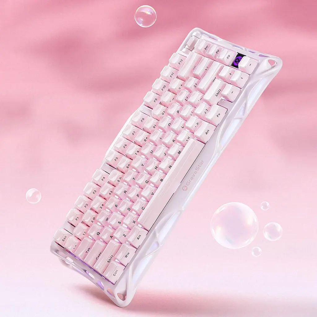 Клавіатура GravaStar Mercury K1 x Kailh Cherry Pink EN BT/WL/USB Sakura Pink (GSK1_P_PNK) - фото 7