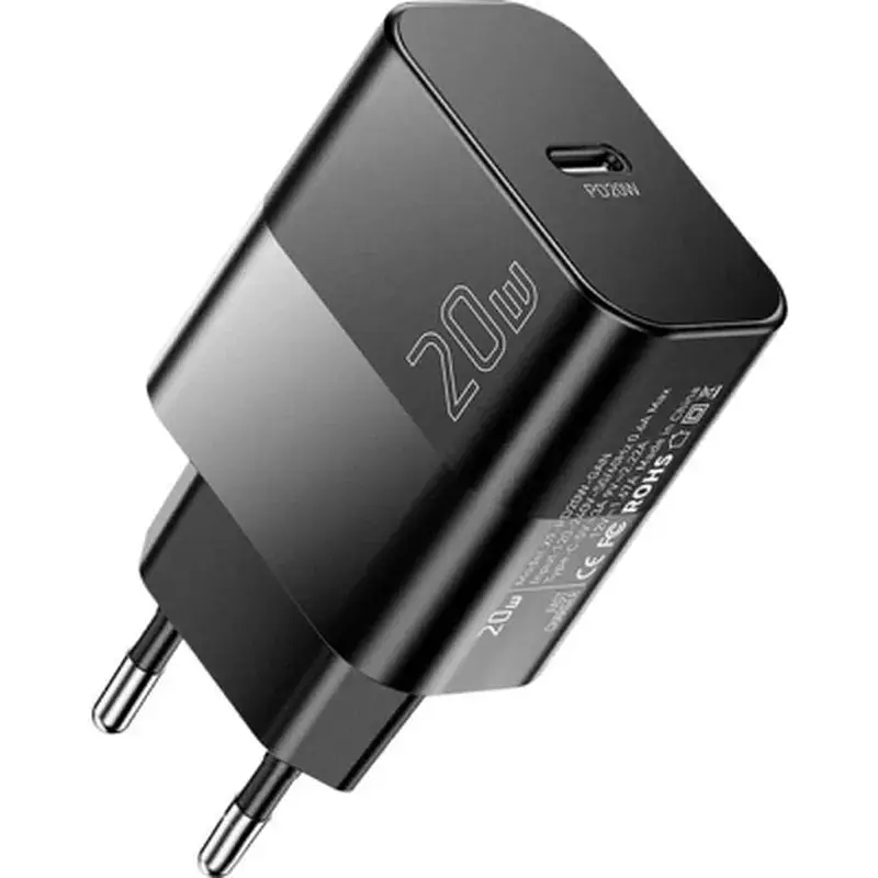 Зарядний пристрій Essager USB-C PD20W + cable USB-C to USB-C 60W black (E20JSB1-SYTT1-T) - фото 2