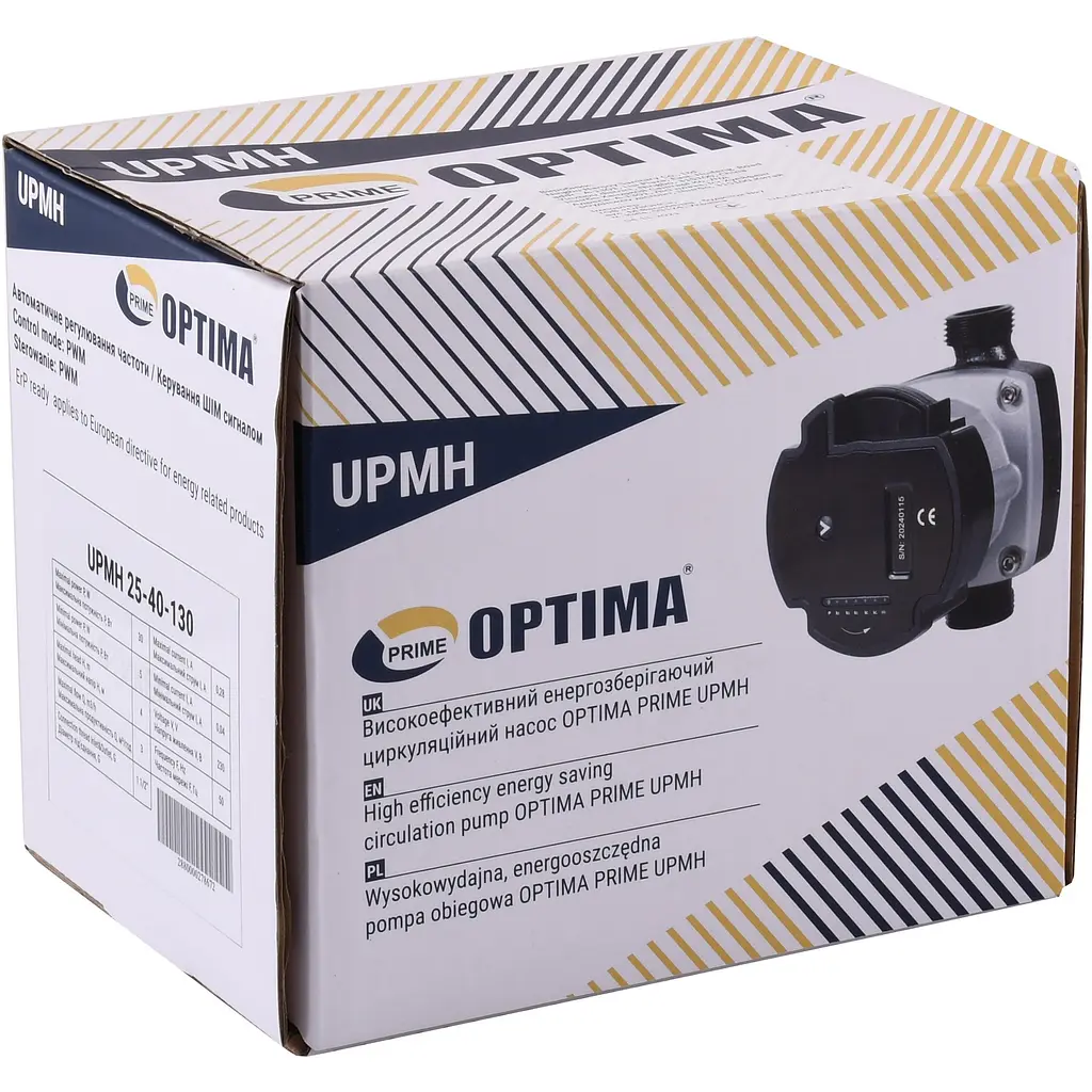 Насос циркуляційний енергоощадний Optima Prime UPMH 25-40AUTO 130 мм + гайки - фото 5