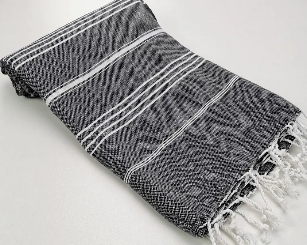 Рушник пештемаль Turkey Towel 100х180 см легкий великий для пляжу басейну бані сауни підстилка на дачу пікнік природу відпустку море полоса антрацит - фото 2
