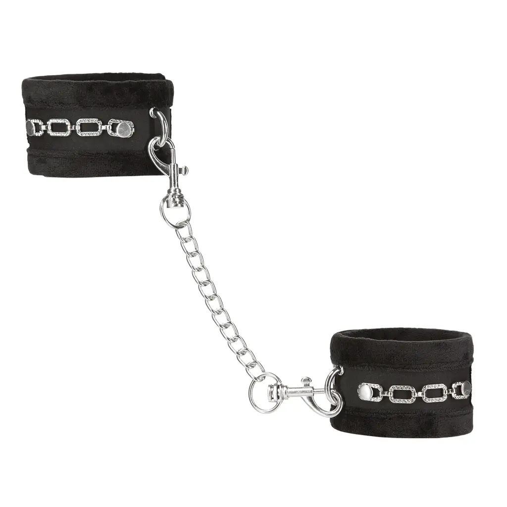 Наручники Punishment – Crystal Detail Handcuffs – Black, знімний ланцюжок, оздоблені кристалами