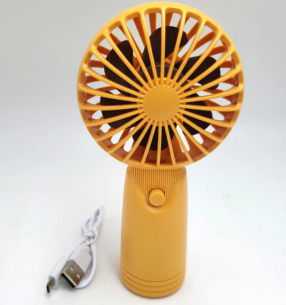 Вентилятор акумуляторний міні з ручкою USB діаметр 10см Handy Mini Fan AP223 помаранчевий - фото 4