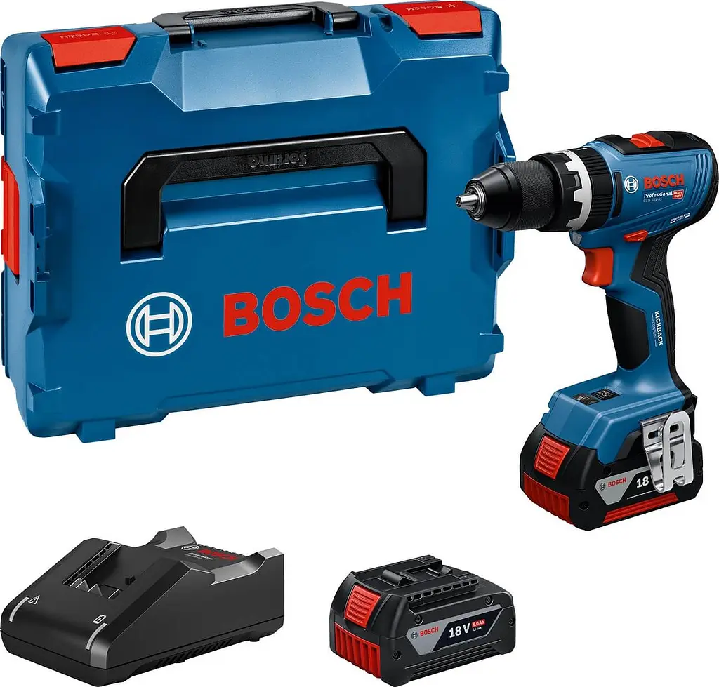 Акумуляторний ударний дриль-шурупокрут Bosch GSB 18V-65 Professional з 2 акб GBA 18V 5 Ah і з/п GAL 18V-40, в L-BOXX 136N