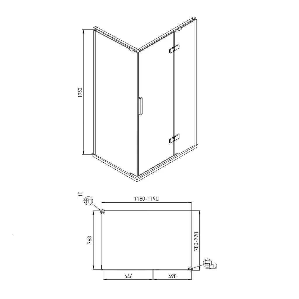 Душова кабіна Volle Nemo 120x80 (без піддону) 10-22-171Rglass - фото 3
