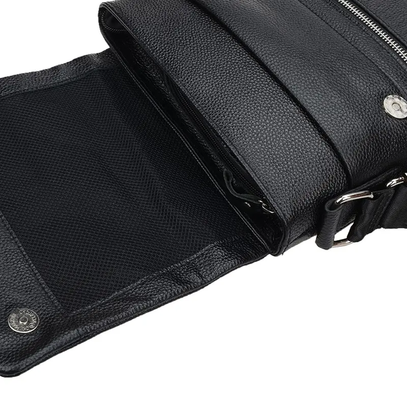 Чоловіча сумка Borsa Leather k10013-black 28х26х5 см Чорний - фото 6