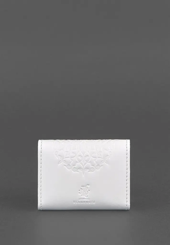 Жіночий шкіряний кард-кейс 3.0 (Гармошка) Білий з мандалою - фото 5