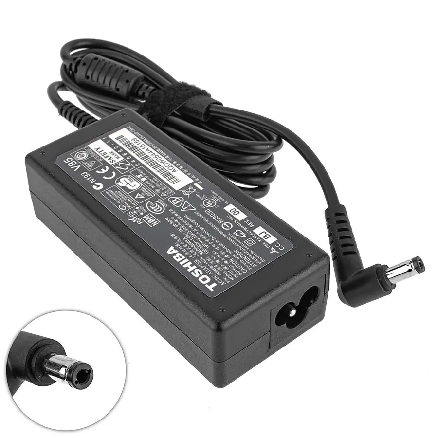 Блок живлення для ноутбука TOSHIBA 19V, 3.42A, 65W, 5.5x2.5mm, L-подібний роз'єм, Black (без кабелю) - фото 2