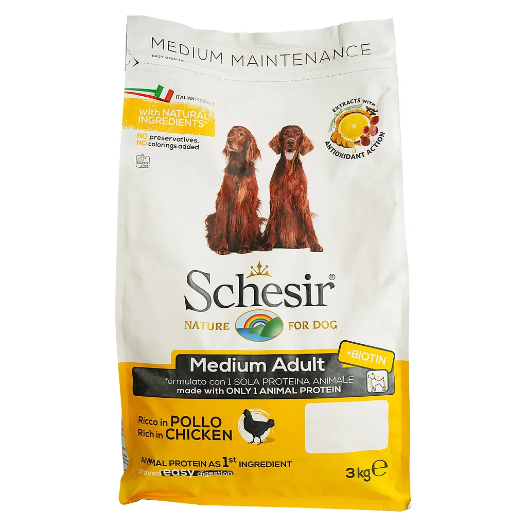 Монопротеїновий сухий корм для собак Schesir Dog Medium Adult Chicken з куркою 3 кг - фото 2