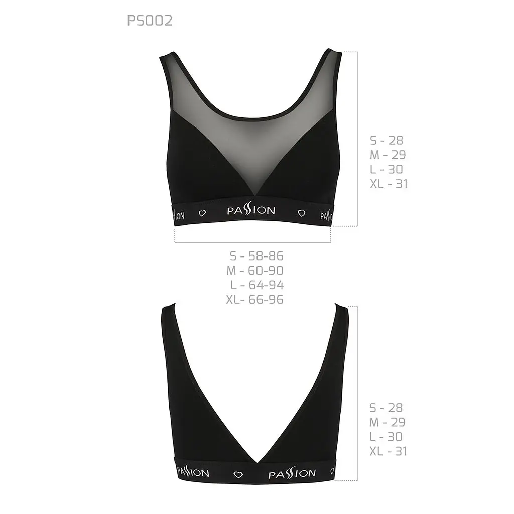 Топ з прозорою вставкою Passion PS002 TOP S, black - фото 6