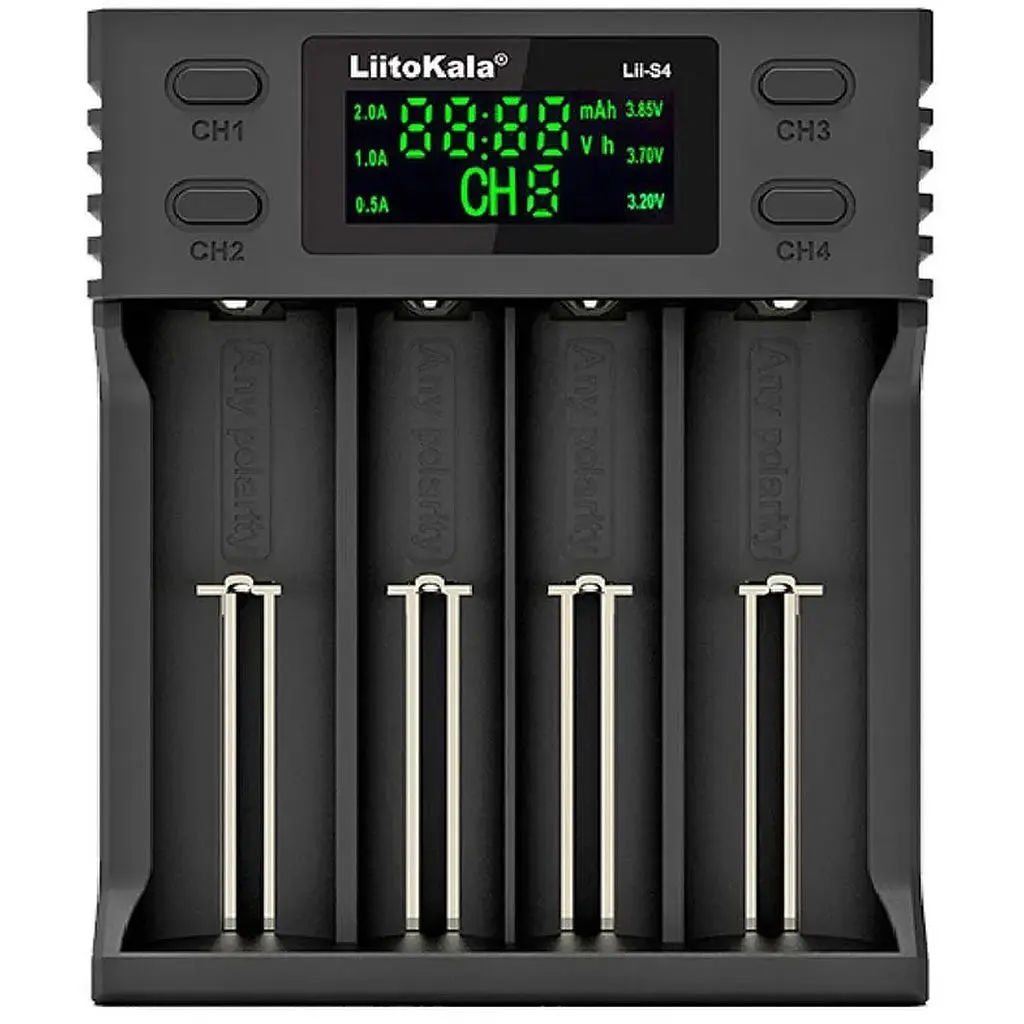 Зарядний пристрій LiitoKala Lii-S4, 4x(Lion/LiFePO4/NiMH/NiCd), Auto Polarity, Display