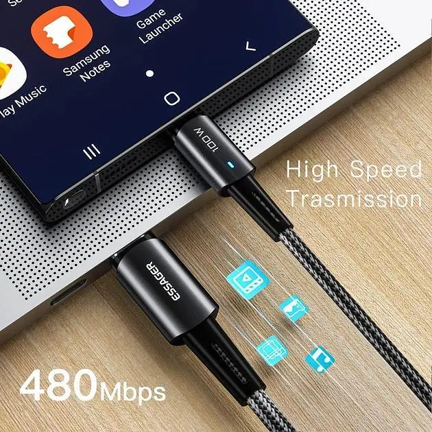 Кабель Essager Sunset  USB Type C x USB Type C 100W 1m Black (EXCTT1-CG01) - фото 4