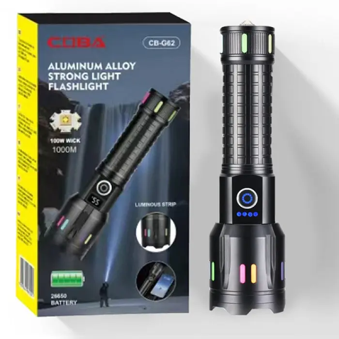 Ліхтар ручний Coba CB-G62-TG акумуляторний з режимом zoom 1x26650/3xAAA Type-C FLUORESCENCE - фото 8