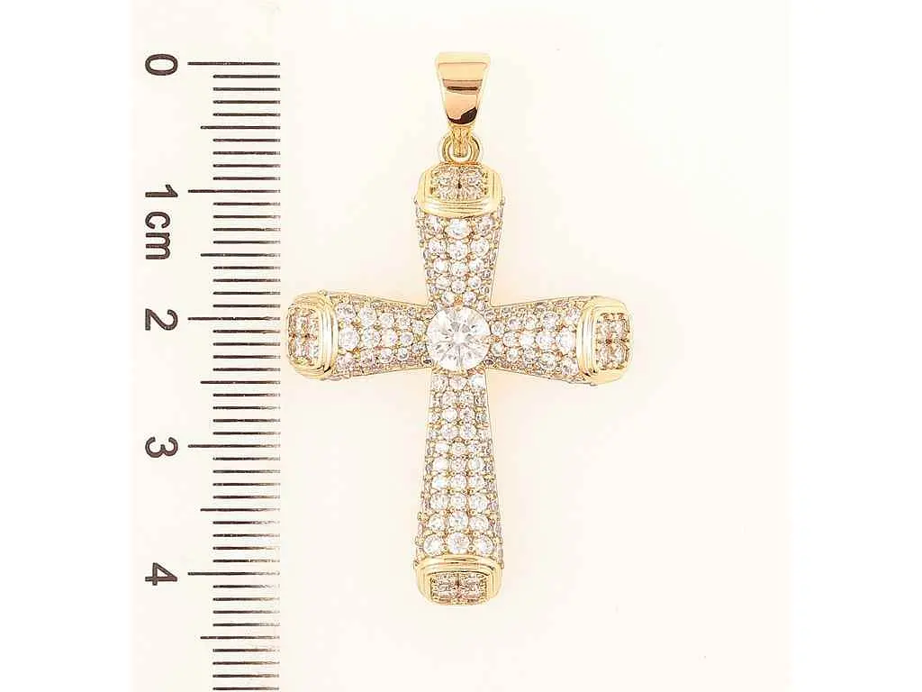 Кулон Xuping Позолота 18K "Хрест з інкрустацією цирконієм» для ланцюжка до 7мм (262380) - фото 2