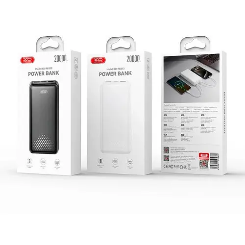 Універсальна мобільна батарея XO PB313 Light display mobile power 20000mAh Білий - фото 2