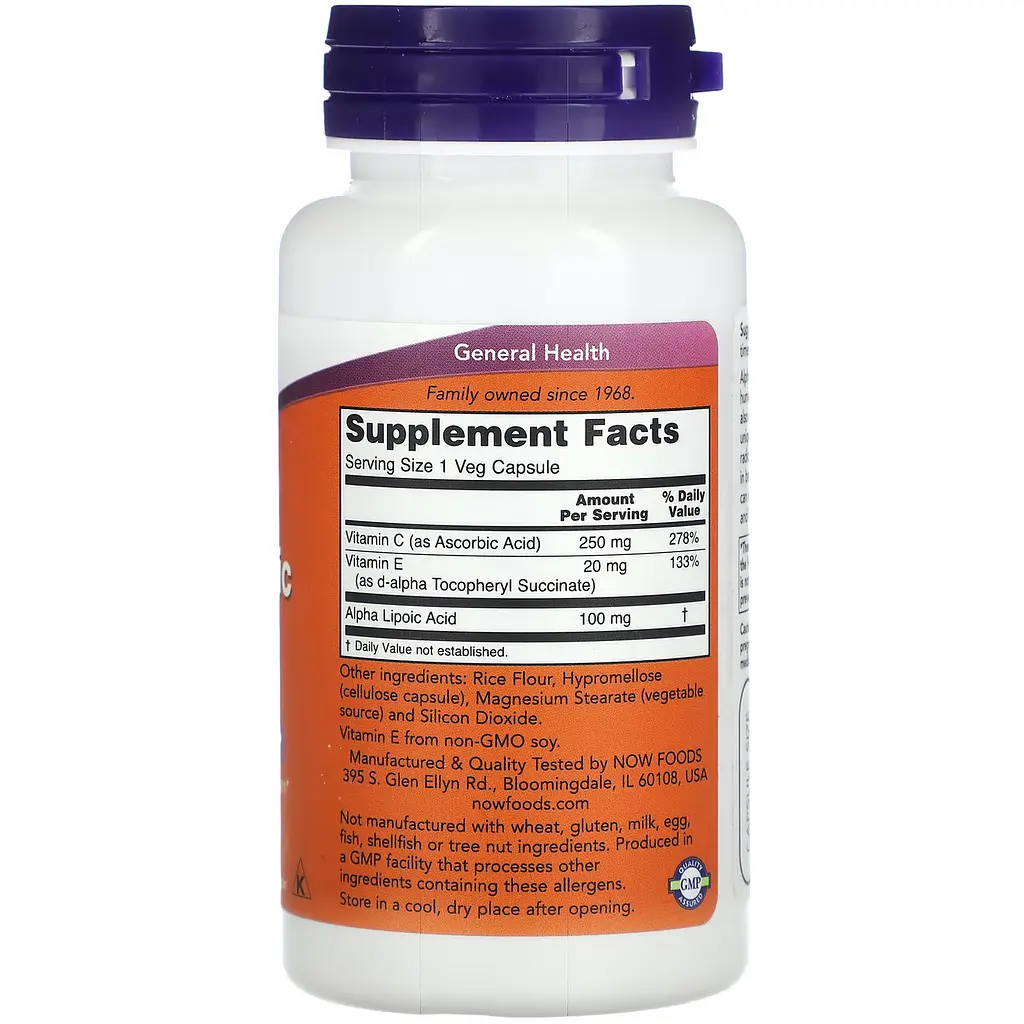 Альфа-ліпоєва кислота Now Foods Alpha Lipoic Acid 60 капcул - фото 2