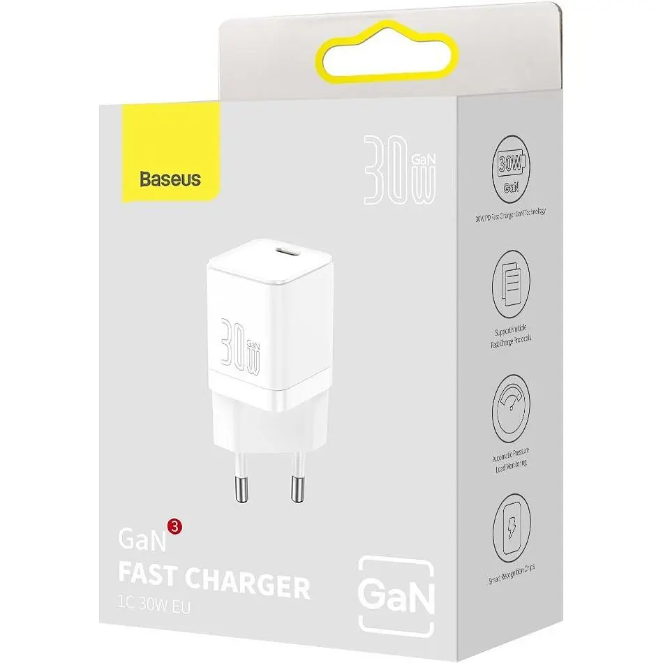 Мережевий зарядний пристрій Baseus GaN3 Fast Charger Type-C 30W Black [CCGN010101] [78685] - фото 12