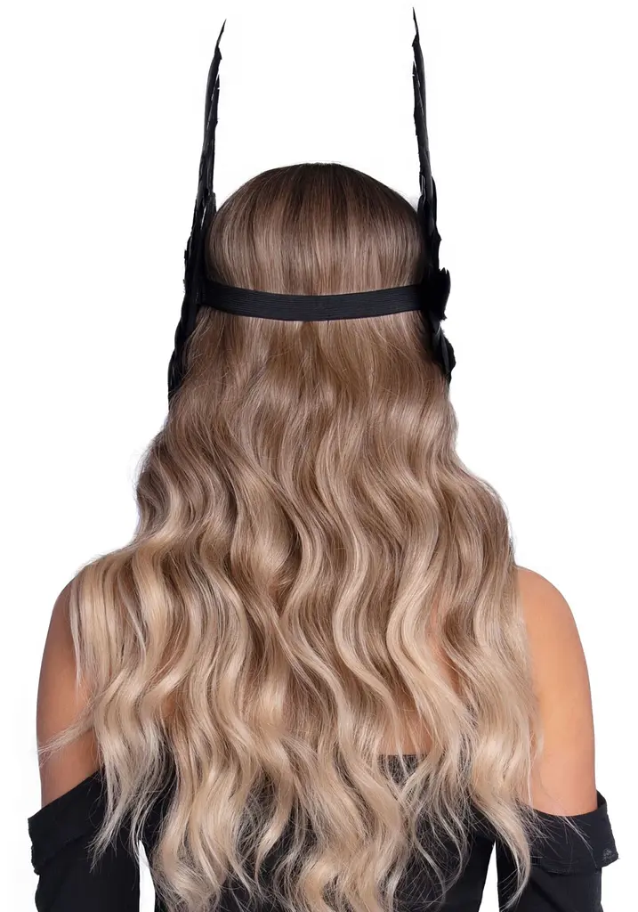 Пов’язка на голову з крилами Leg Avenue Feather headband Black, пір’я та натуральна шкіра - фото 2