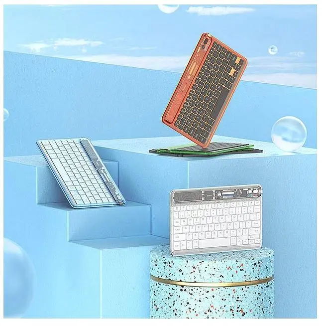 Клавиатура беспроводная HOCO S55 Transparent Discovery edition wireless BT keyboard Space White - фото 5