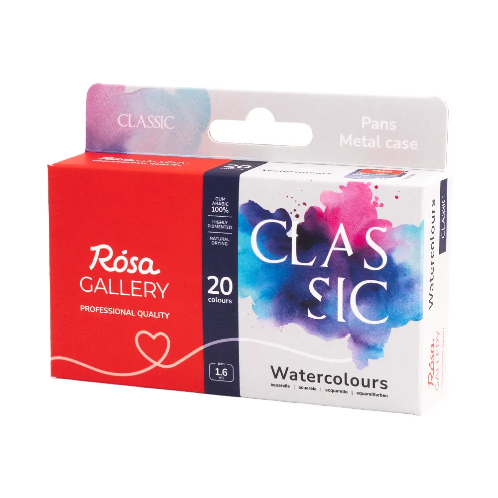 Набір акварельних фарб Classic 20х1,6 мл, Бірюза металевий пенал ROSA Gallery (4823098548096) - фото 5