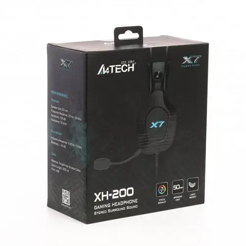 Навушники A4Tech X7 XH-200, Black, USB, мікрофон, динаміки 50 мм, LED підсвічування, 16 Ом, 100 дБ, 2 м - фото 6
