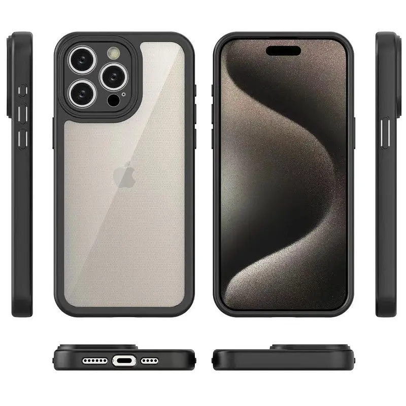 TPU чохол Transparent + Colour 1,5mm для Apple iPhone 15 Pro (6.1) Black - фото 2