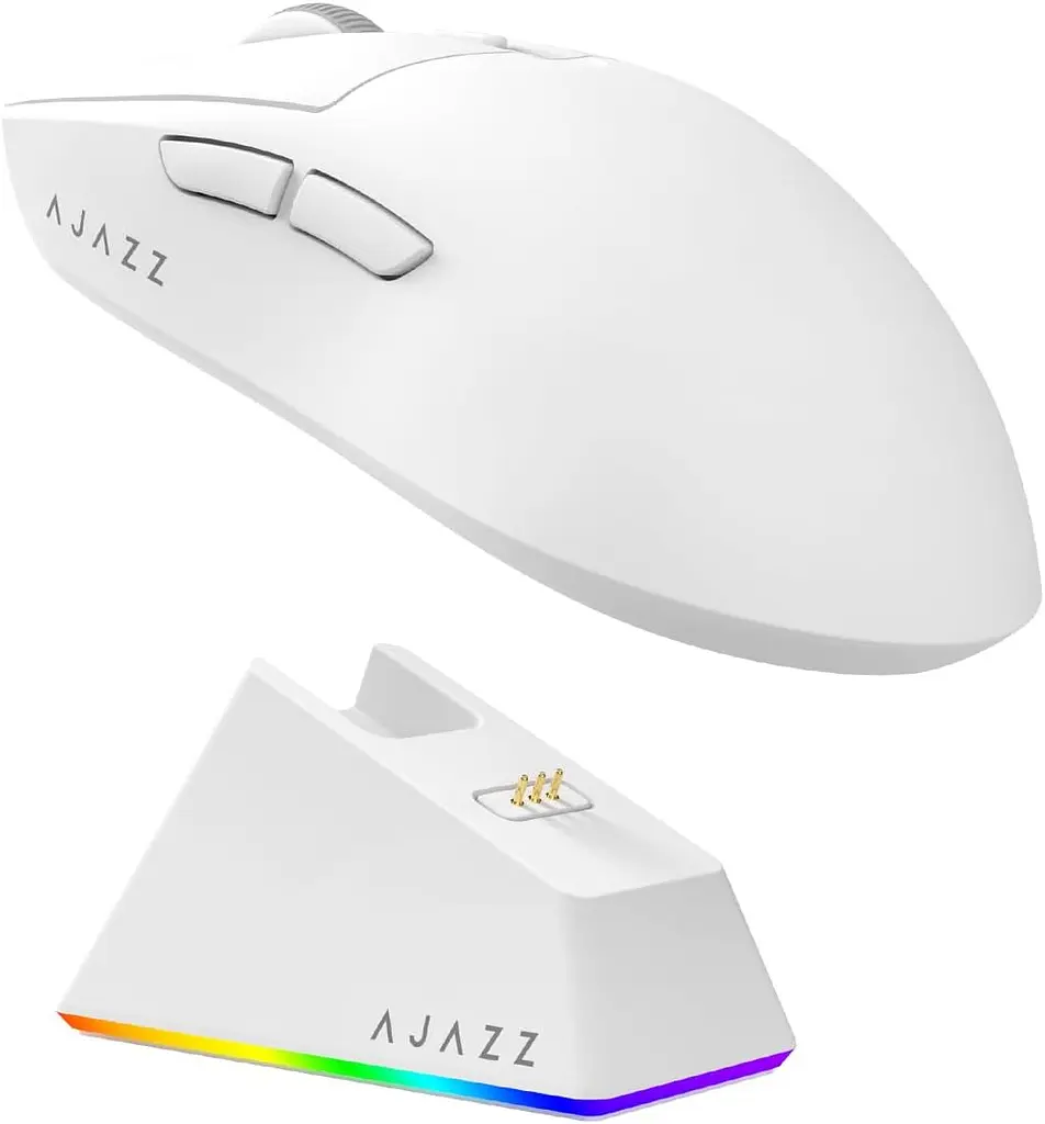 Мишка бездротова AJAZZ AJ139 V2 MC Миша комп'ютерна із зарядною док-станцією / 2.4G / Bluetooth / USB White (19577)
