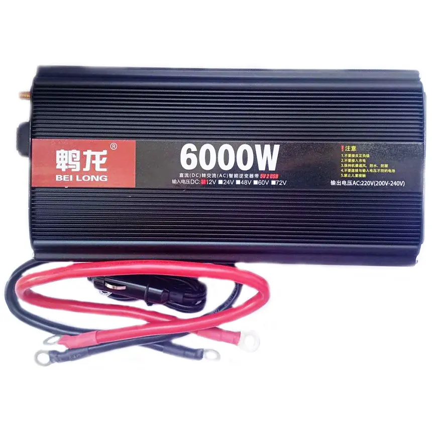 Инвертор напряжения Bei Long Power Inverter 024 c 12V на 220V 6000W модифицированная синусоида Black, 2 розетки, 2 USB (11065) - фото 2