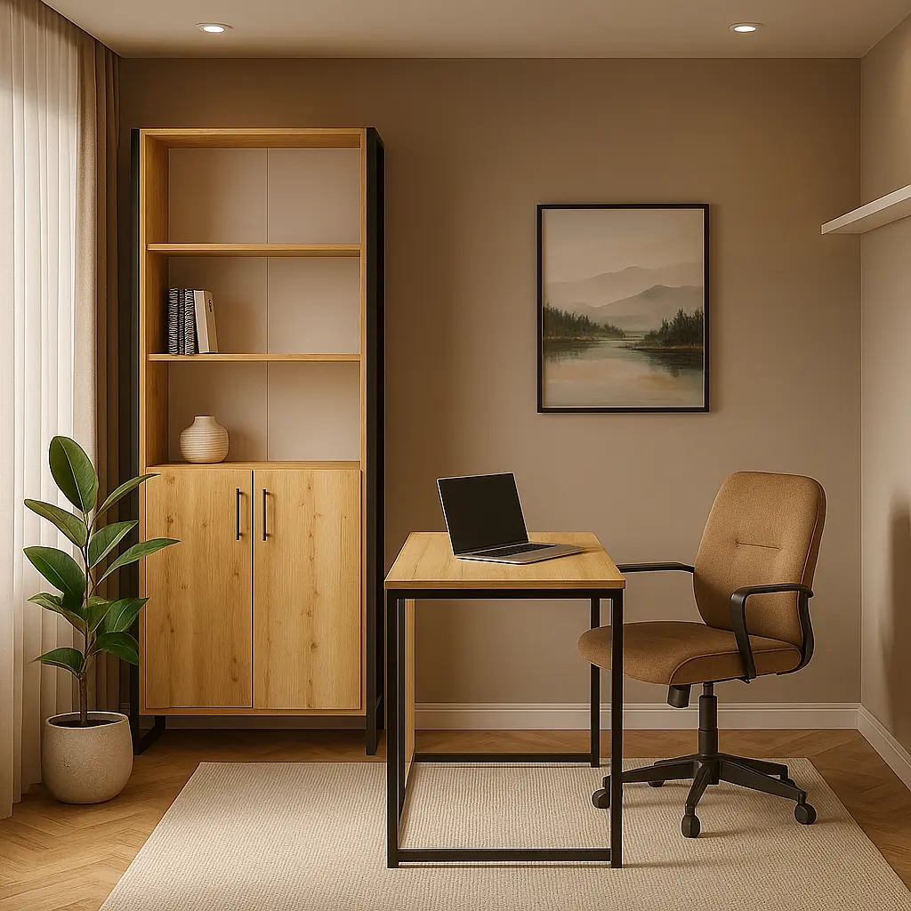 Шкаф лофт ОП-653 Orange-Line 860х400х1900 Черный/Дуб Эвок прибрежный - фото 2