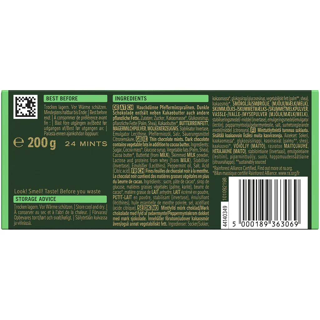 Шоколад чорний After Eight в коробці з м'ятною начинкою 200 г - фото 5