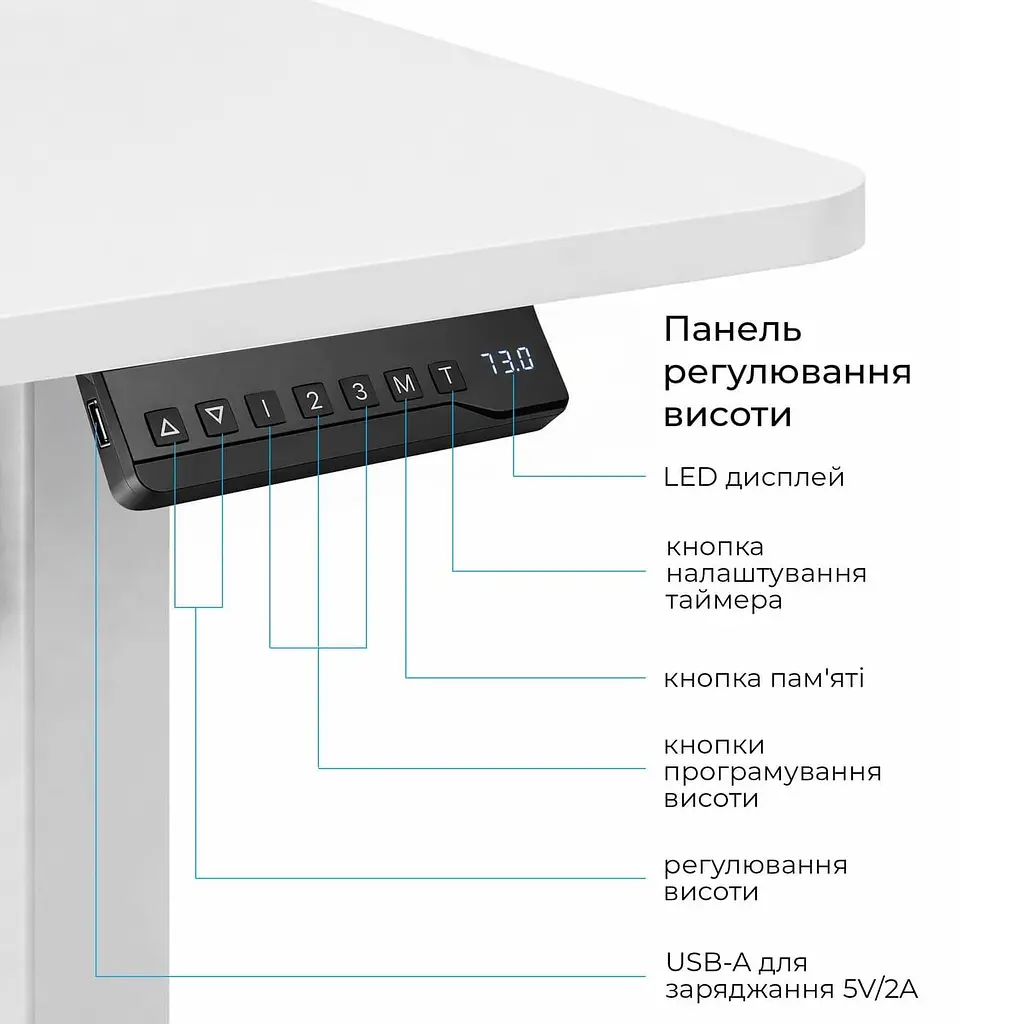Геймерский стол OfficePro ODE1880W з електрорегулюванням висоти (ODE1880W) - фото 6