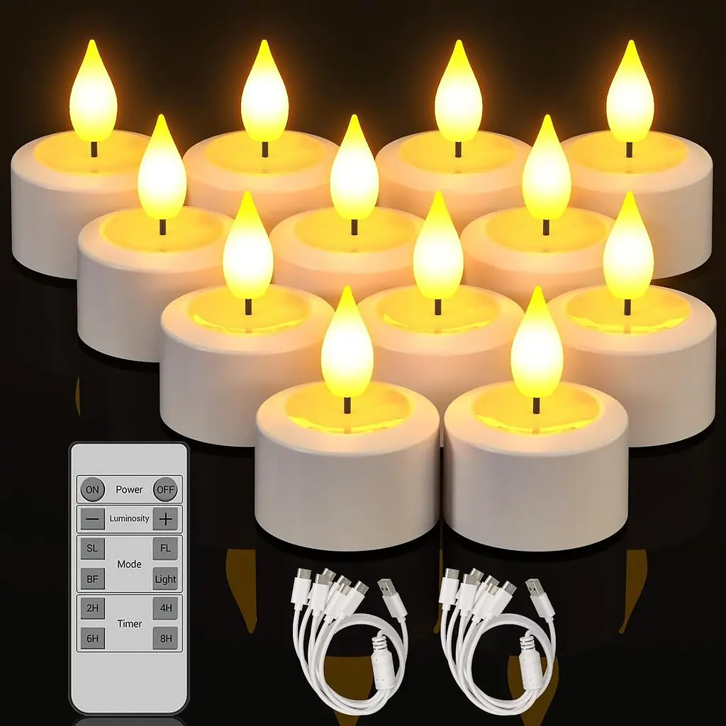 Акумуляторні LED-свічки Yme Tea Lights 12 шт з пультом і таймером - фото 2