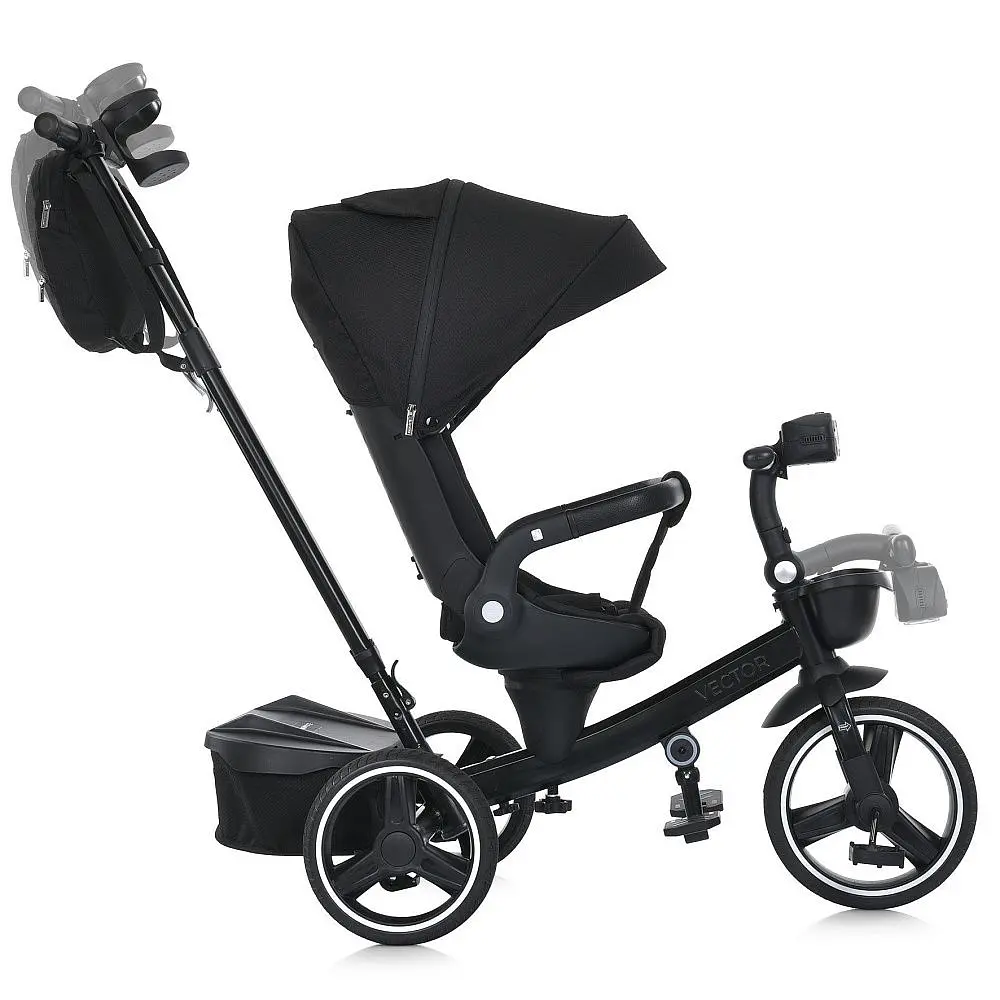 Велосипед El Camino ME 1162 VECTOR Black 3 кол. PU(12/10) оберт.сид.,гальма, скл.кермо, USB/BT, світло, сумка, чорний (6903317634606) - фото 8