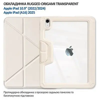 Чохол до планшета BeCover Rugged Origami Transparent Apple iPad 10.9" (2022/2024) / iPad (A16) 2025 11" Beige (714970) - фото 7