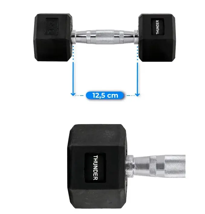 Гантель шестигранная Thunder 5 кг (HEXAGONAL-DUMBBELLS-5KG) - фото 2