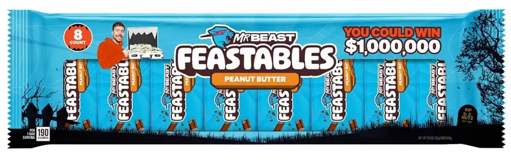 Шоколадні батончики Feastables MrBeast Halloween з арахісовим маслом 8 шт 280 г