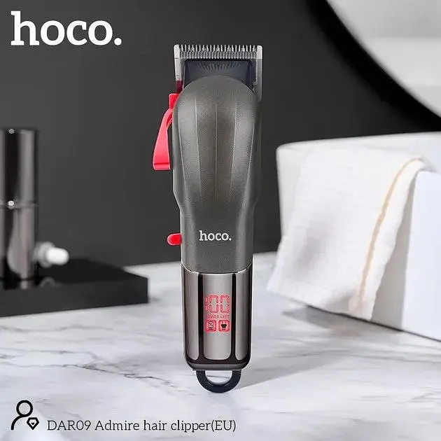 Аккумуляторная машинка для стрижки волос 2600 мАh со сменными насадками 4 шт 10Вт HOCO Admire DAR09 Grey - фото 4