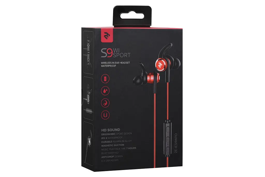 Навушники 2E S9 WiSport In Ear Waterproof Wireless Mic Red (2E-IES9WRD) - фото 7