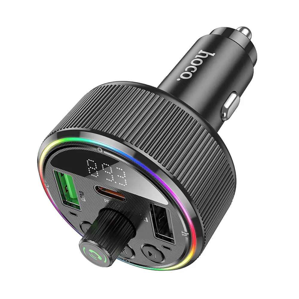 АЗП з FM-модулятором HOCO E82 Guerrero PD30W+QC3.0 car BT FM transmitter Black - фото 3