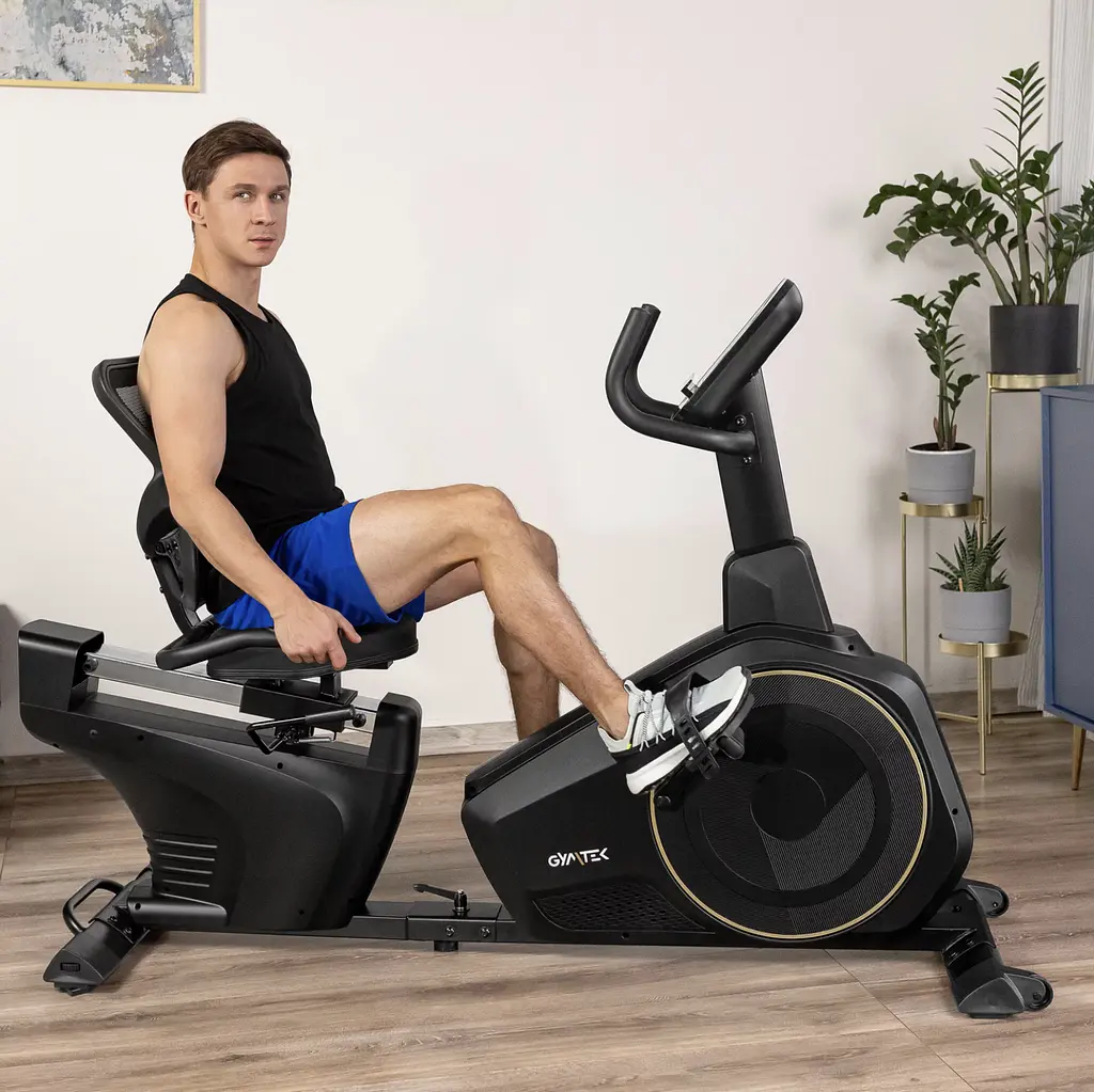 Горизонтальний велотренажер Gymtek XBR6000 електромагнітний золотистий - фото 9