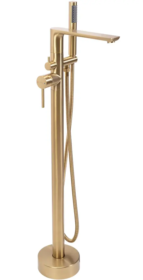 Змішувач для ванни Rea Flores brushed gold підлоговий REA-B2713, Золотий