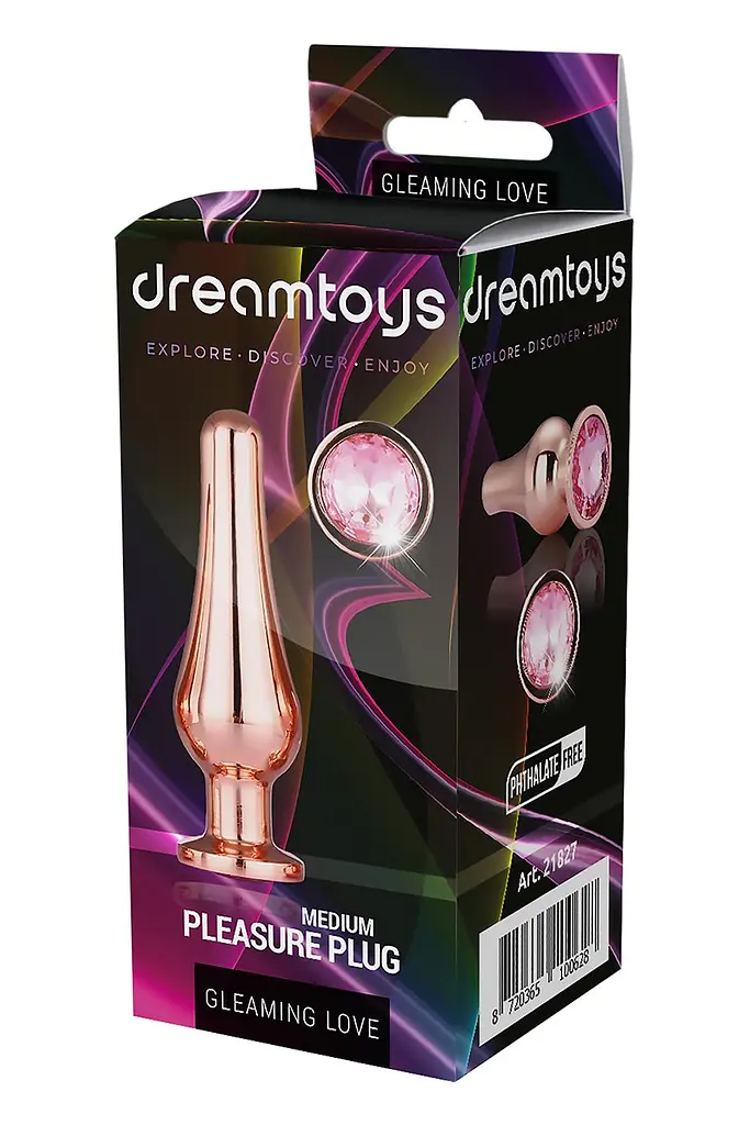 Анальна пробка Gleaming Love Gold Pleasure Plug M 11 см (рожевий) - фото 2