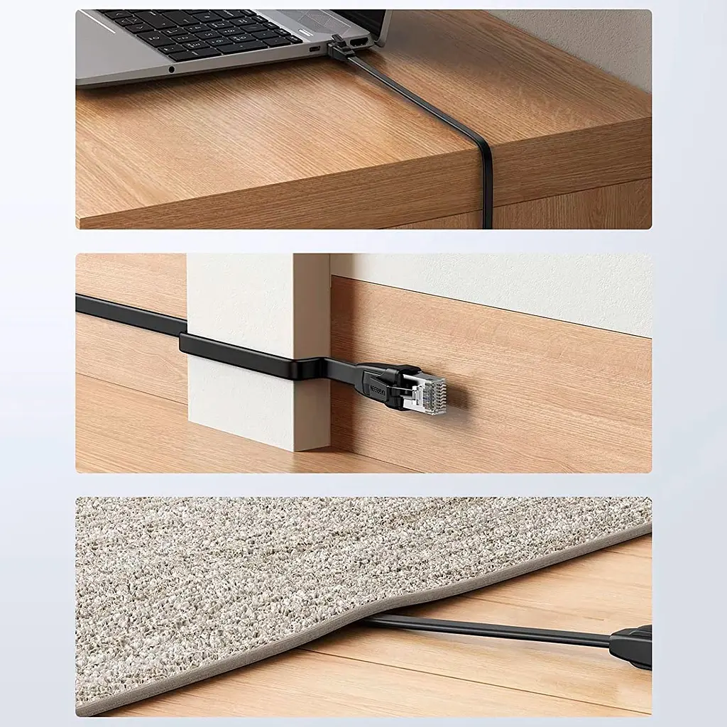 Патч-корд Ugreen NW102 Cat 6 U/UTP Lan Flat Cable 2m Black (50174) [165590] - фото 5