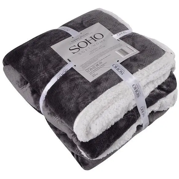Ковдра Soho Plush hugs Graphite флісова, 200х150 см, сіра з білим (1221К) - фото 4