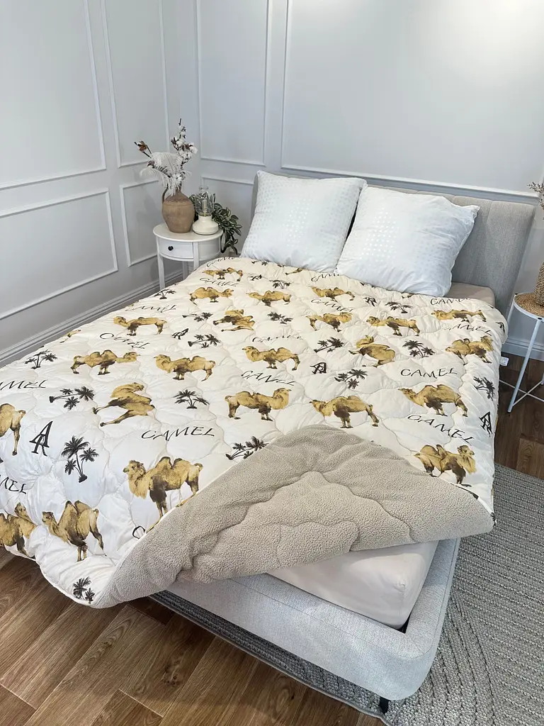 Ковдра двоспальна відкрита двостороння з вовни Arda Camell wool 21437 175х215 см бежева - фото 10
